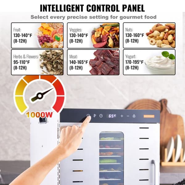 Madmad dehydrator - DUOKU - SS-10X - Rustfrit stål - 1000 W - 10 hylder