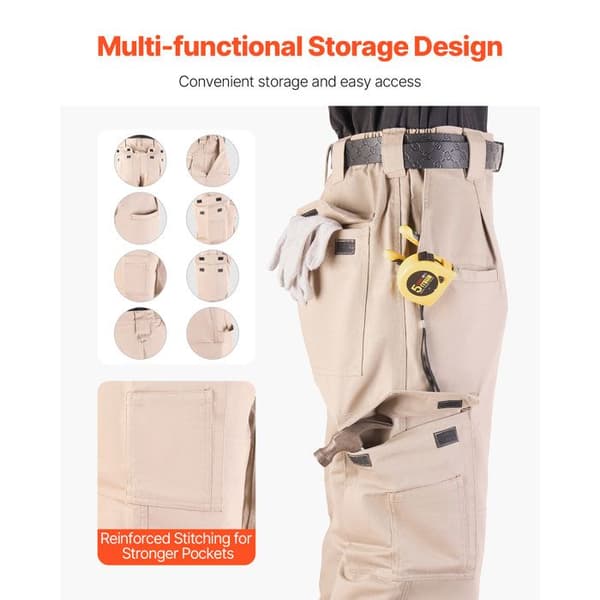 Flamsäker Byxa - DUOKU - AP-9700 - 100% Bomull - Elastisk Midja - Kaki Kaki XXL