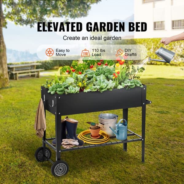 Jardinière - DUOKU - 42,5 x 19,5 x 31,5 tum - Galvaniserat Stål - Svart - Rektangulär Svart