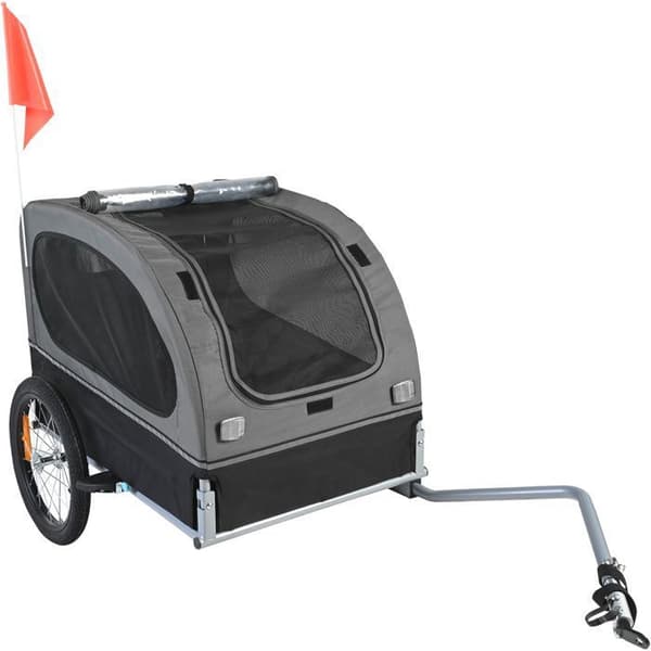 Hundetrailer - DUOKU - DT810 - Kapacitet 40 kg - Sammenfoldelig - Sort/Grå svart + grå