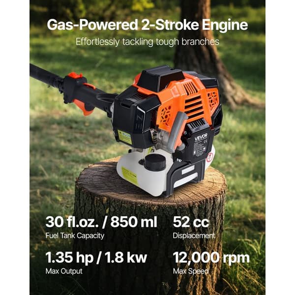 Bensåg med motor - DUOKU - 5200 - 52 cc - Utdragbar stång 2,2–2,94 m - Kedja 35 cm