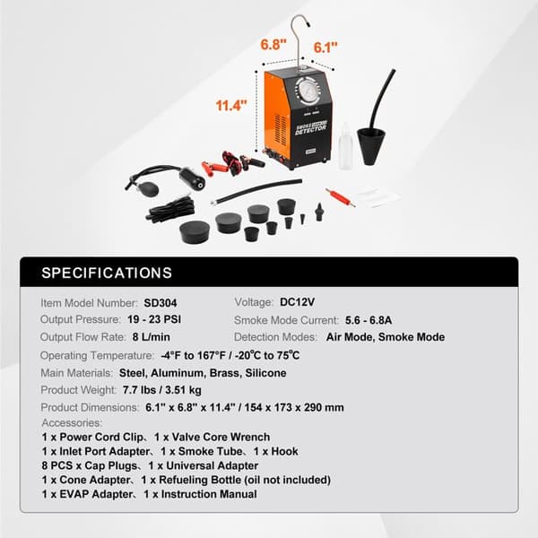 Läckagedetektor - DUOKU - SD304 - Integrerad luftpump - DC12V - 3,51 kg