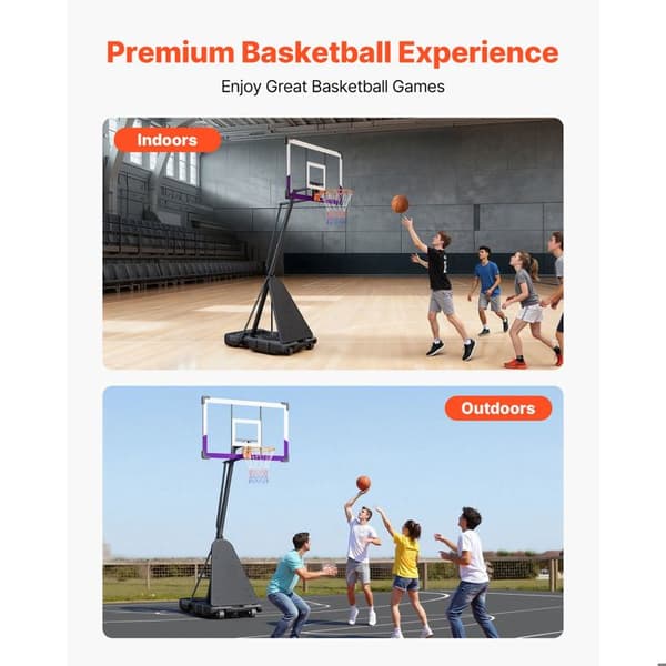 Bärbar Basketbollställning-Duoku-med Justerbar Höjd Upp Till 3,05 m, Utrustad Med En Ring Och En PC-panel På 121 cm