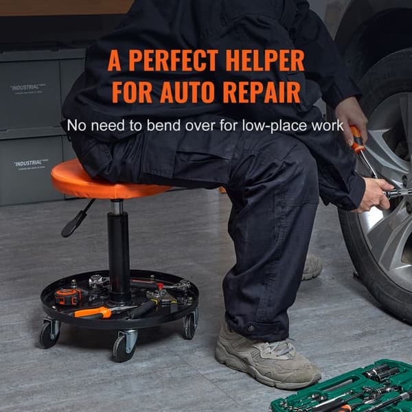 Mekaniker Stool - DUOKU - Pneumatisk Garage Sæde - Justerbart 22-28 in - 250 LBS - PU Stål