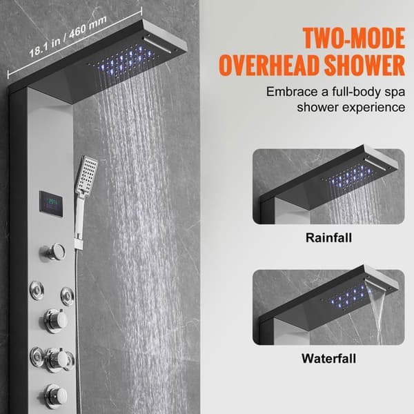 Bruserpanel - DUOKU - 8009FL - 6 Bruseindstillinger - Rustfrit Stål - LED-Skærm
