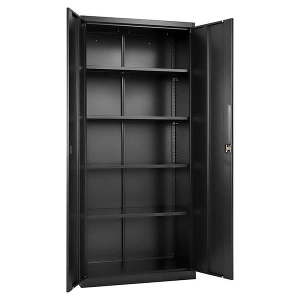 Metal Skab-Duoku-175 cm 5 Niveauer-Låsbart Stål Opbevaringsmøbel-4 Justerbare Hylder-Sort