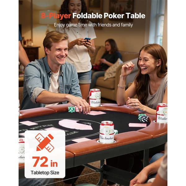 Foldbart Pokerbord på 183 cm-Duoku-til 8 Spillere-til Blackjack og Texas Hold'em