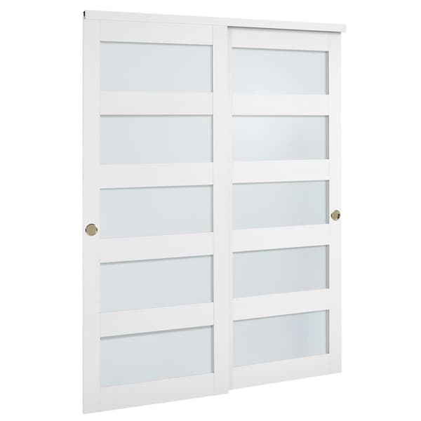 Skydedør - DUOKU - BL17-60 - Satineret Glas - 152,4 x 203,2 cm - Dobbelt Paneler Vit