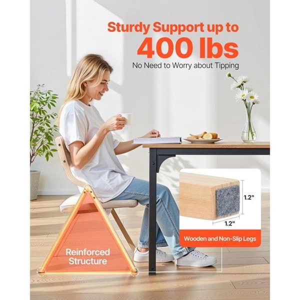 Foldable Wooden Chair - DUOKU - Set of 4 - Padded Seat - Quick Assembly - Beige beige
