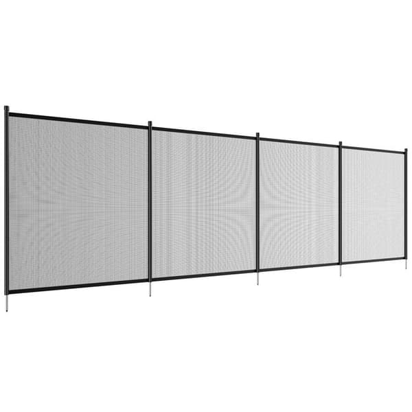 Aftagelig Poolhegn - DUOKU - 4 x 12 ft - Sort - PVC Teslin - Aluminiumlegering Svart