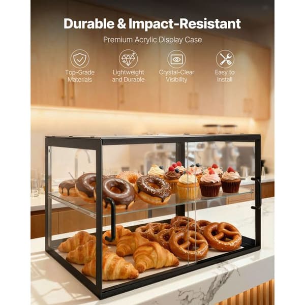 Vitrine Bageri-Diske-Duoku-55x38,5x39 cm-2 Niveauer-Gennemsigtig Akryl Display
