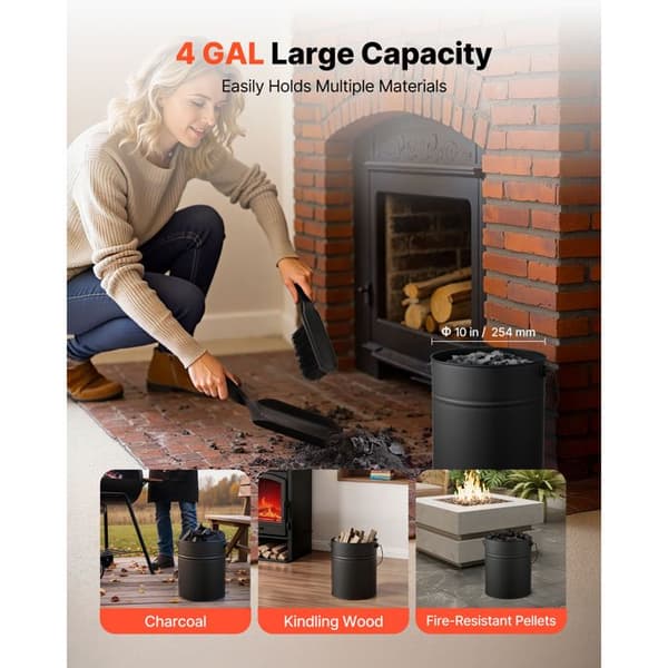 Metallask för aska - DUOKU - A01566BK - Set 4 st - Kapacitet 15 L - Kolstål