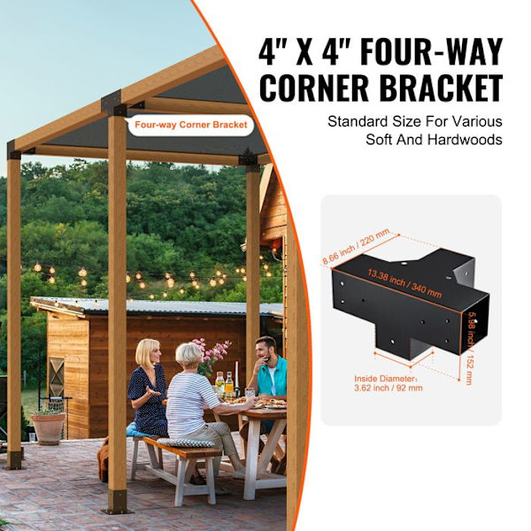 Pergola Support Kit - DUOKU - SSE2 - Stål - 4 Veje - Sort