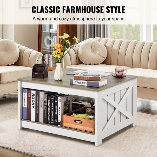 Coffeetable - DUOKU - KLLT-01 - 31,5 tum - Spånskiva - Grå och Vit Grå + Vit