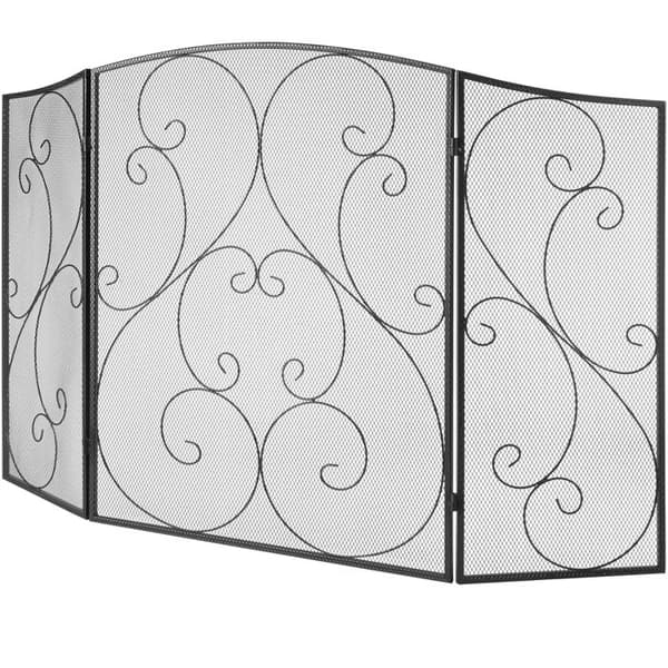 3-panel gnistbeskyttelse i robust metalnet - Duoku - 122 x 76,7 cm - uden samling - selvbærende hegn til stuedekoration