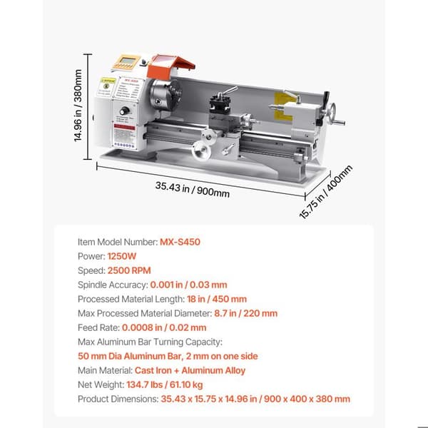 Bordsmaskin för metall - DUOKU - MX-S450 - Borstlös motor - 1250 W - 2500 varv/min