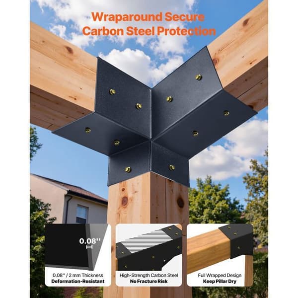 Fäste för pergola - DUOKU - SSAC6 - 92x92 mm - Kolfiberstål - 6 delar