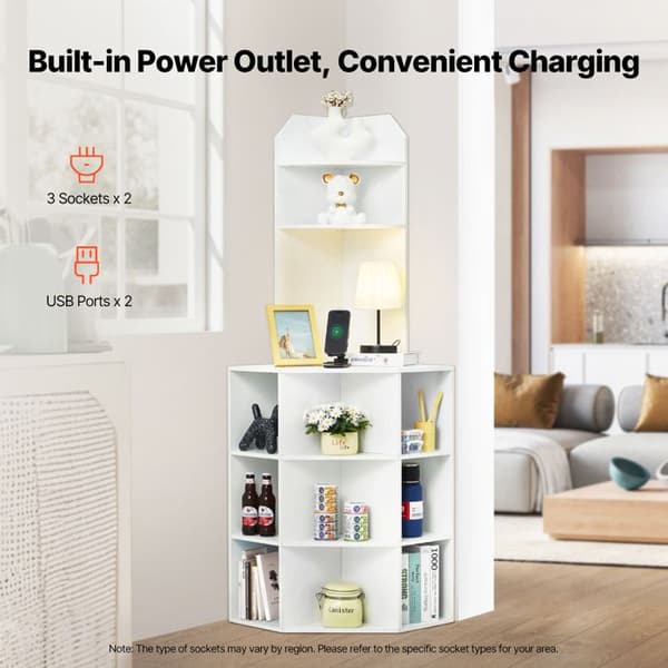 Opbevaringsskab - DUOKU - Høj 64 tommer - MDF Træ - 6 niveauer - USB-porte Vit