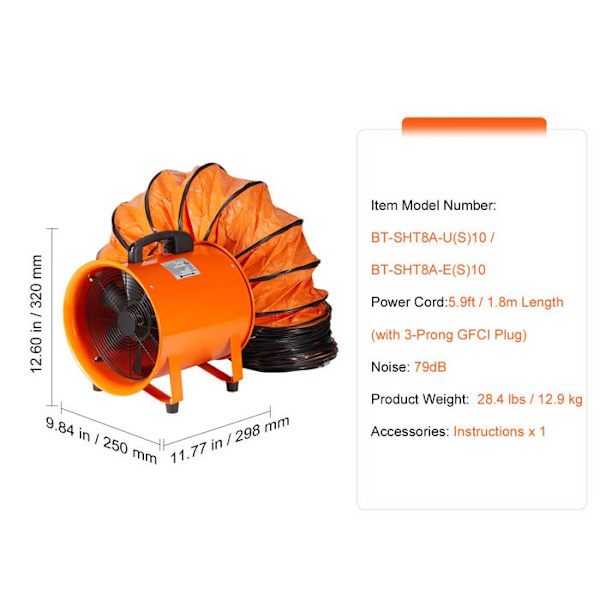 Bærbar Ventilator - DUOKU - 145 W - Cylindrisk - 1020 CFM - 79 dB