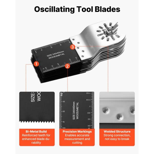 Sæt med 50 Bimetall Oscillerende Blade - Duoku - til Multifunktionelle Værktøjer, til Skæring af Træ, Blødt Metal, Søm, Kompatible