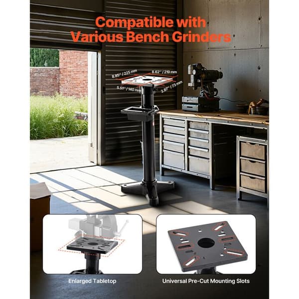 Støtte til slibemaskine - DUOKU - GS-H - Plade 27x27 cm - Robust base - Højde 840 mm