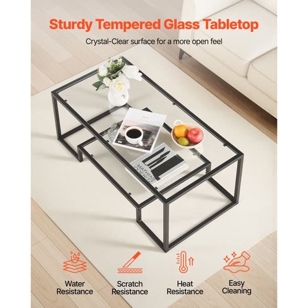 Bordslampa - DUOKU - Rektangulär - Härdat Glas - 2 Nivåer - Svart