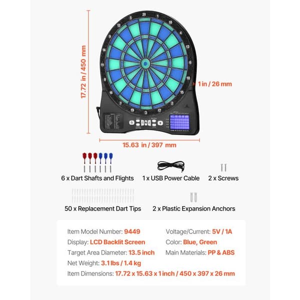 Elektronisk Mål - DUOKU - Model 9449 - 48 Spil - LED-belysning - Op til 8 Spillere