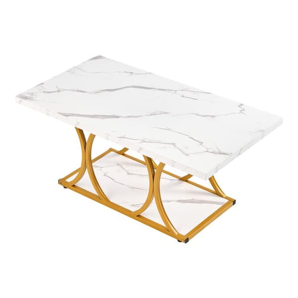 Sofabord - DUOKU - ZH633 - Plade 100x55 cm - 2 niveauer - Hvid Vit