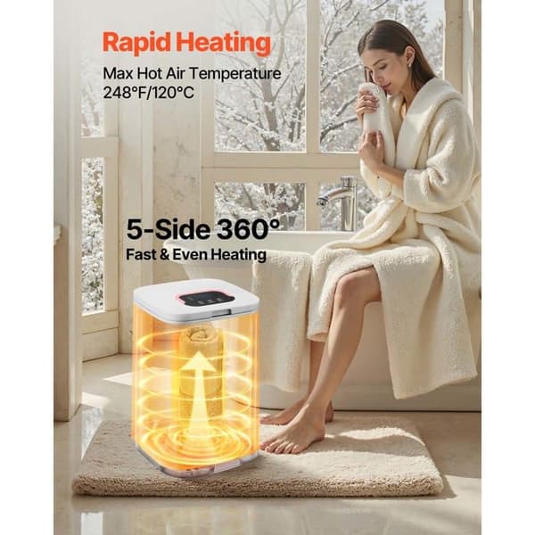 Handdukstork 20 L-Duoku-med LED-skärm-Temperaturinställning-Timer och säkerhetslås-Vit
