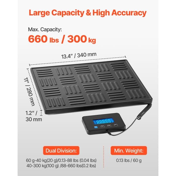 Digital postbalans - DUOKU - P5H - 300 kg - dubbel precision 20/100 g - USB & batterier - tara/håll