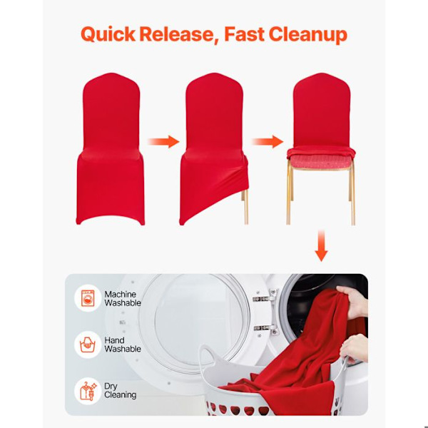 Stolsöverdrag - DUOKU - 50-pack - Elastiska i Elastan - Röd - 51x45x95 cm Röd