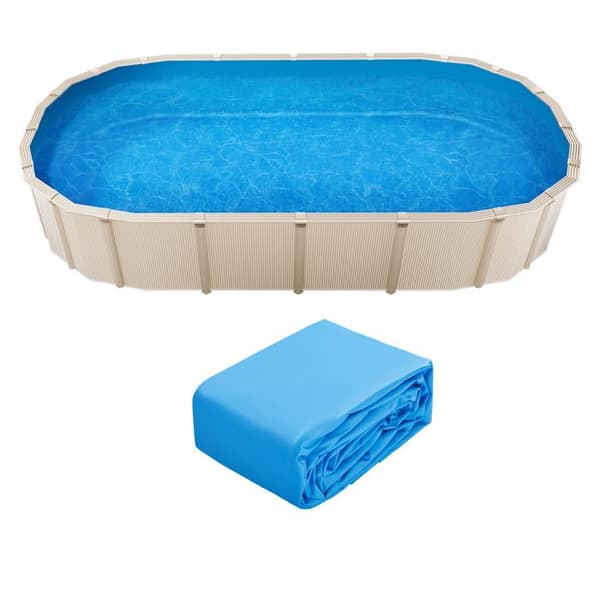 Svømmebadsbelægning - DUOKU - 22 x 12,3 ft - Holdbart Vinyl - Oval - Standard Kaliber