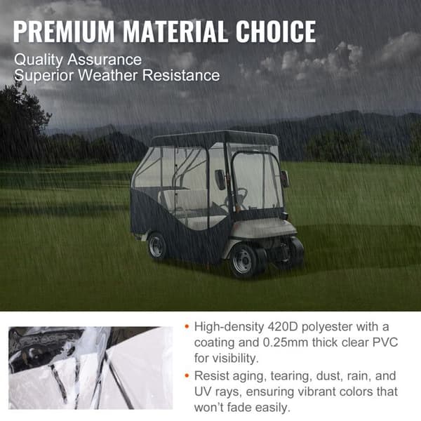 Enclosure til Golfbil-Duoku-Polyester 420D-med 4 Gennemsigtige Vinduer, til Golfbil 4 Passagerer