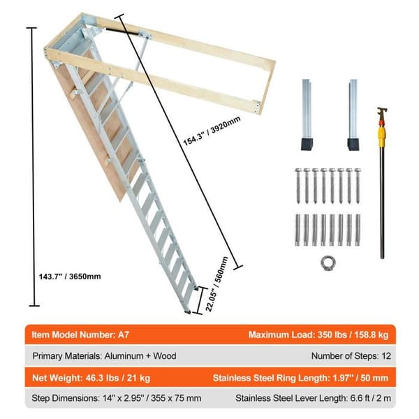 Grenier Stege - DUOKU - Modell A7 - Fällbar i Aluminium - 12 Steg - 4 m Höjd Pengar
