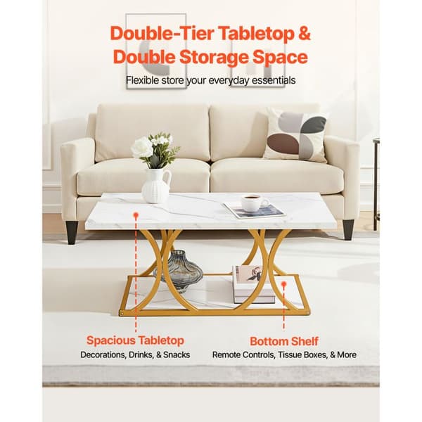 Sofabord - DUOKU - ZH633 - Plade 100x55 cm - 2 niveauer - Hvid Vit
