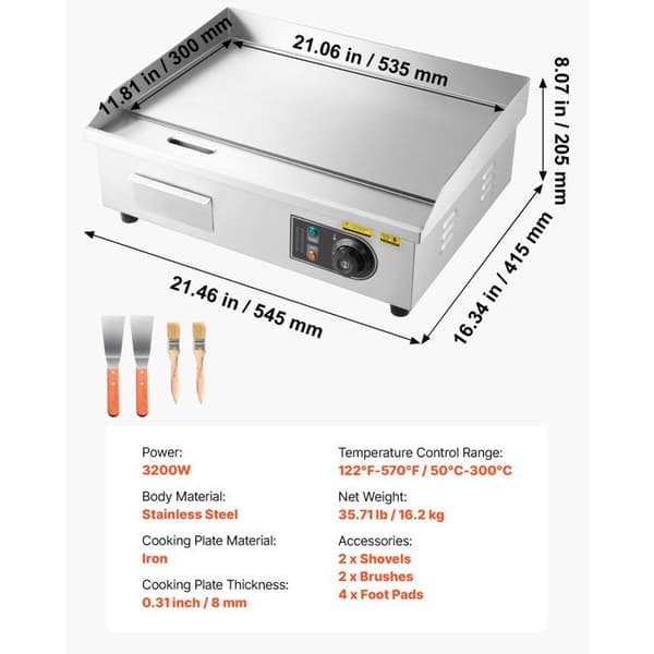 El-rist - DUOKU - YS-540-EU - 3200 W - Overflade 535x300 mm - Krop i rustfrit stål