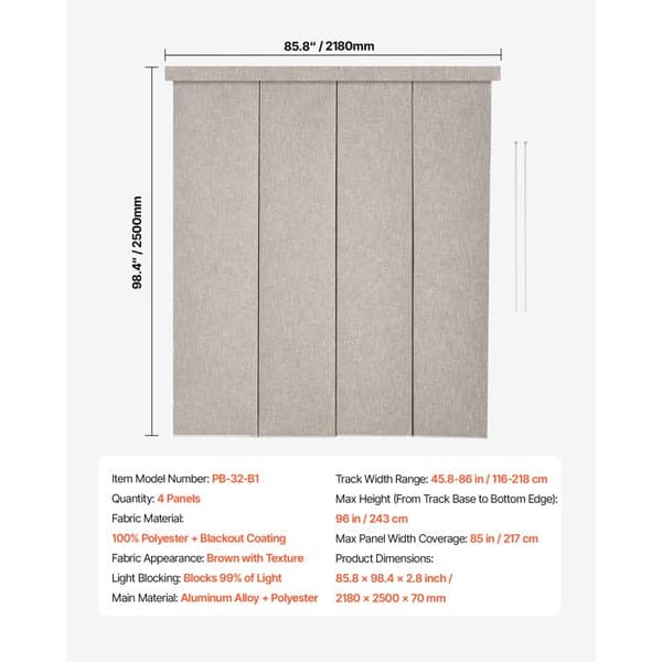 Panelbutik - DUOKU - PB-32-B1 - 4 Paneler - Total Afskærmning - Indendørs brun