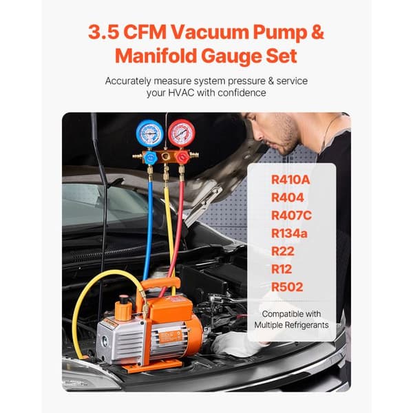 Vakuumpump - DUOKU - VP125 - 3,5 CFM - Elektrisk - Manometer ingår