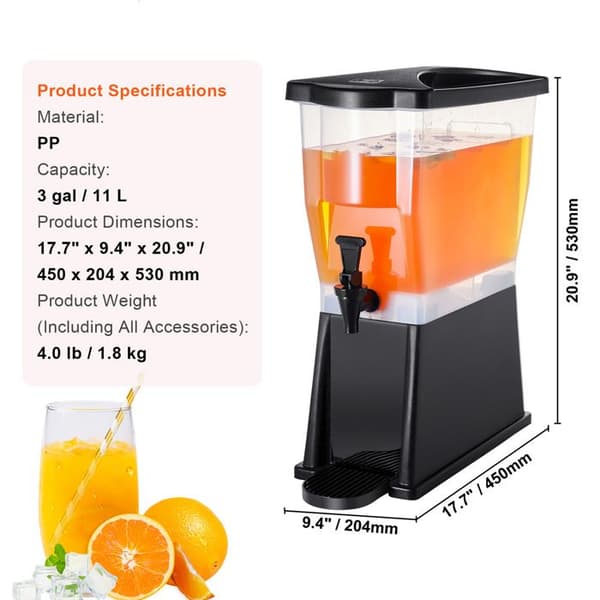 Dryckesdistributör - DUOKU - 3 Gallon - Plast - Lock med kran - Festligt användande