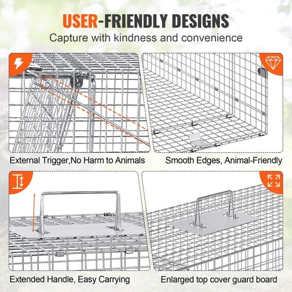 Fælder til Levende Dyr - DUOKU - 42" x 16" x 18" - Sammenfoldelig - Galvaniseret Jern - Uden Grusomhed