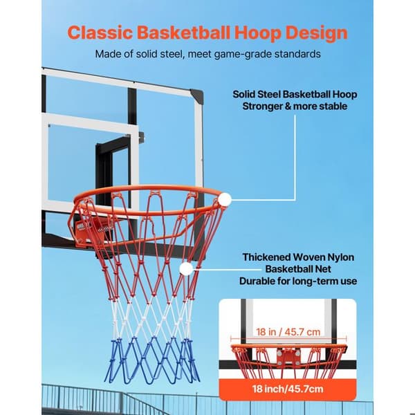Vægmonteret Basketballkurv med 110 cm Panel - Duoku - Robust Ring System - Nylon Net og 2 mm Tykt PC Panel