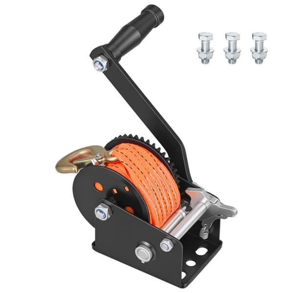 Manuel Winch 272 kg-Duoku-Bådtrailer Winch med 6,1 m Orange Polyester Rem, Egnet til Både og Træk