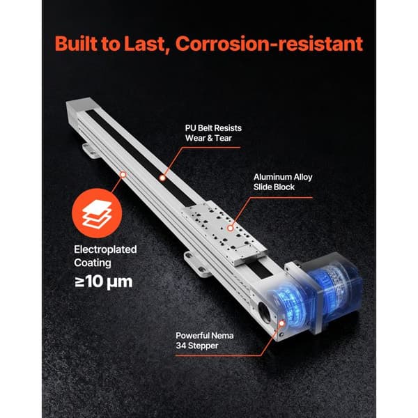 CNC lineær aktuator med rem - DUOKU - CMK65-D150-C-600-FWL86 - Slag 600 mm - Forkromet stål/aluminium - 24–75 V DC