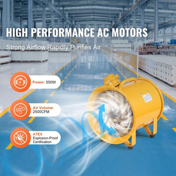 Extractorfläkt - DUOKU - BTF-30/12 - 550 W - 2500 CFM - Gul
