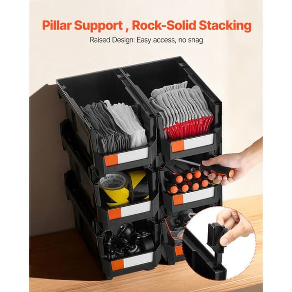 Stabelbare Opbevaringskasser - DUOKU - V6-Sort-6 - 377 x 215 x 180 mm - 6 stk. - PP Sort