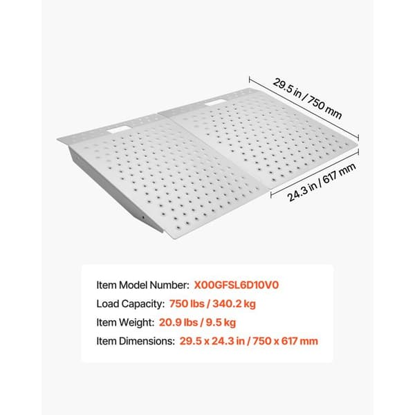 Rampe de Seuil 750x617 mm-Duoku-Aluminium Antiskrid Rampe til Kørestol-Bæreevne 340,2 kg