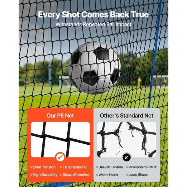 Fodbold Rebound Net -Duoku-221x183 cm-Rebounder med Justerbar Vinkel-Durable Jernstruktur og PE Net