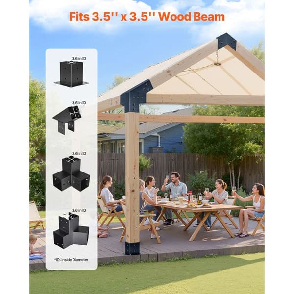 Monteringssæt til Pergola - DUOKU - SSAC14 - Kulstofstål - 14 dele - 92x92 mm Svart