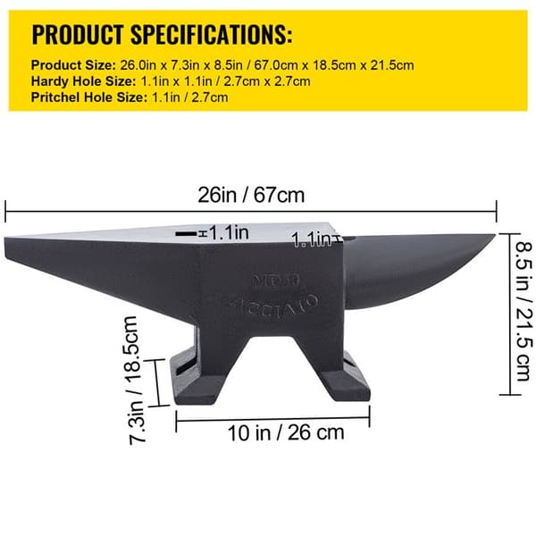 Gjutjärn - DUOKU - 132BLACK - 60 kg - Enkelt horn - Hårdhet 55 HRC