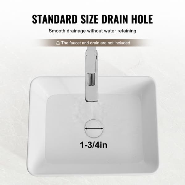 Tvättställ - DUOKU - Rektangulär - Vit Keramik - 19" x 14,7" - Modern Stil Vit